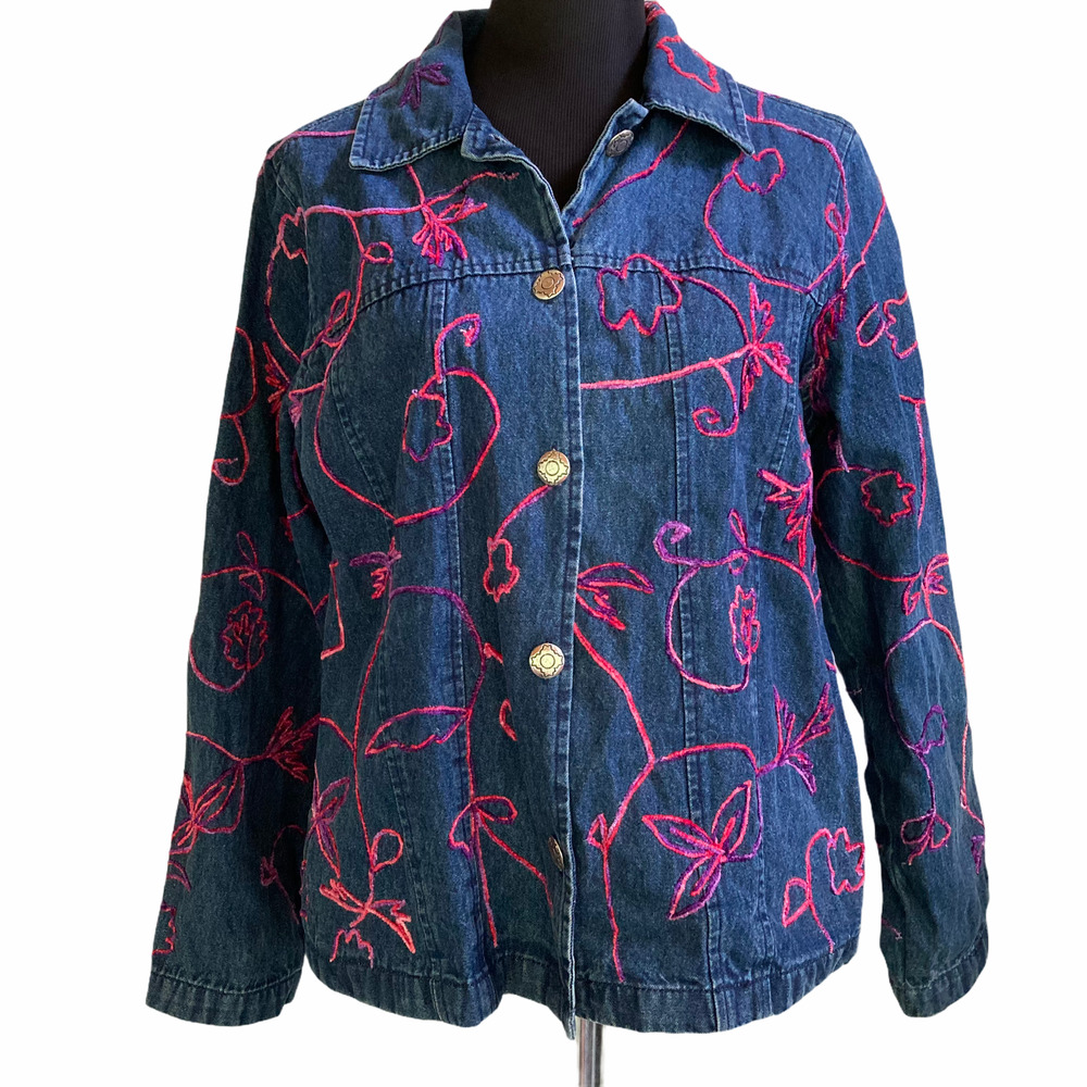 Choices LG Denim Jean Jacket Embroidered